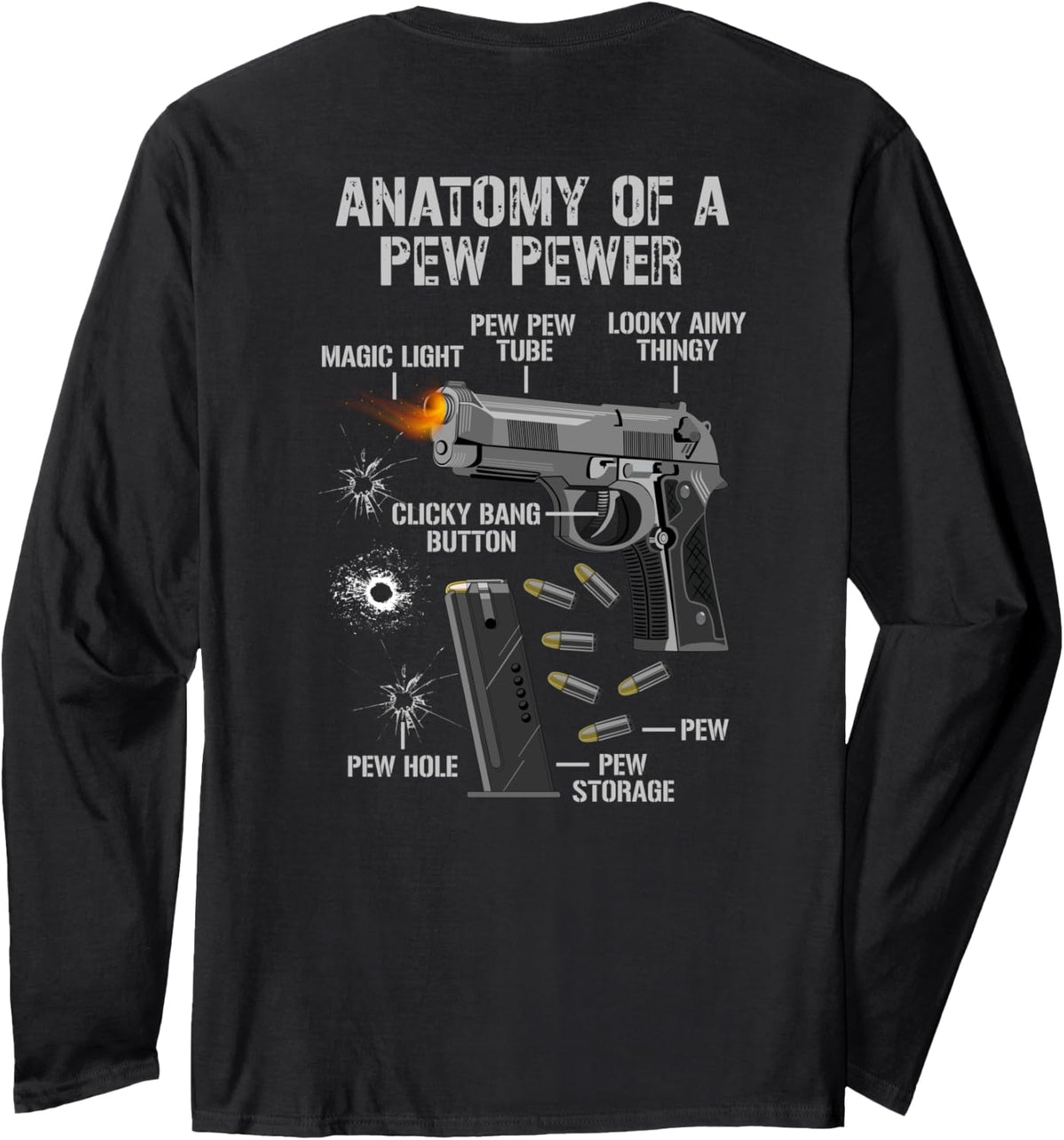 Funny Gun Second Amendment Saying On Back Lover Gift Long Sleeve Apparel Clean Design