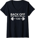 Womens Back Off My Boyfriend Bench Presses 135 Workout Gear Ironic V Neck Apparel US Trend