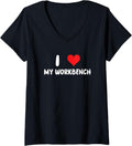 Womens I Love My Workbench Heart Garage Tools Shop V Neck Apparel Premium Print