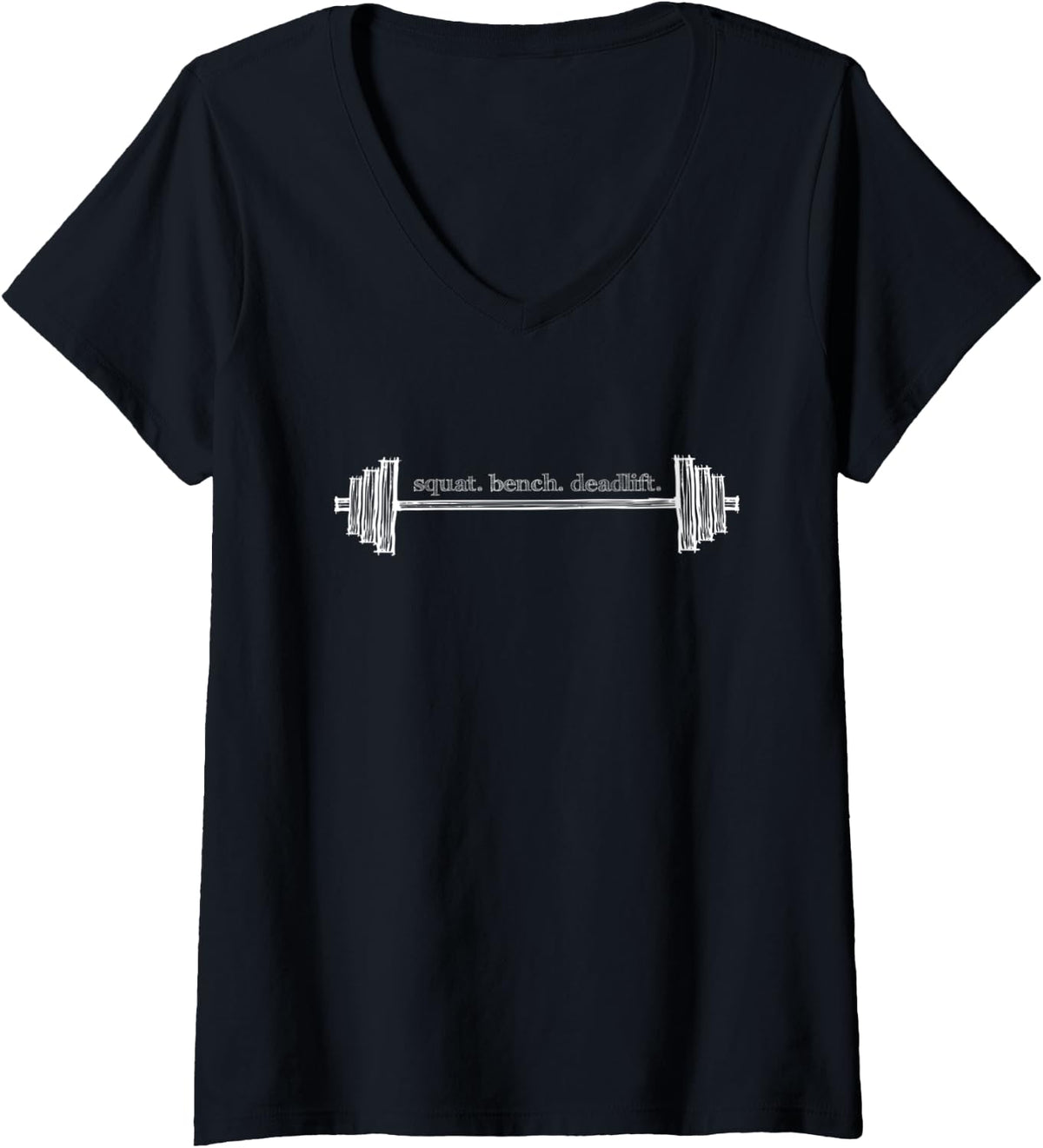 Womens Strength Training Barbell Weightlifting Retro Gym V Neck Apparel Everyday Wear