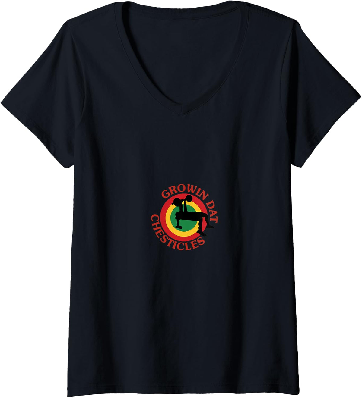 Womens Growin Chesticles Ironic Benchpress Powerlifter Gym V Neck Apparel Premium Print