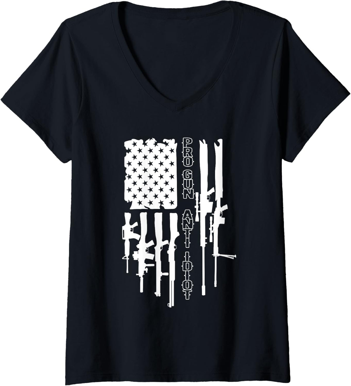 Womens Pro Gun Anti Idiot Owner 2nd Amendment Rights V Neck Apparel Gift Ready