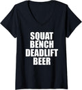 Womens Squat Bench Deadlift Beer V Neck Apparel Clean Design