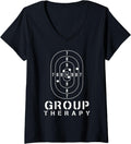 Womens This Is My Group Therapy Gun Range V Neck Apparel Everyday Wear