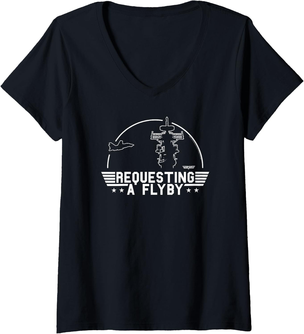Womens Top Gun Requesting A Flyby Outline Action Movie V Neck Apparel Premium Print