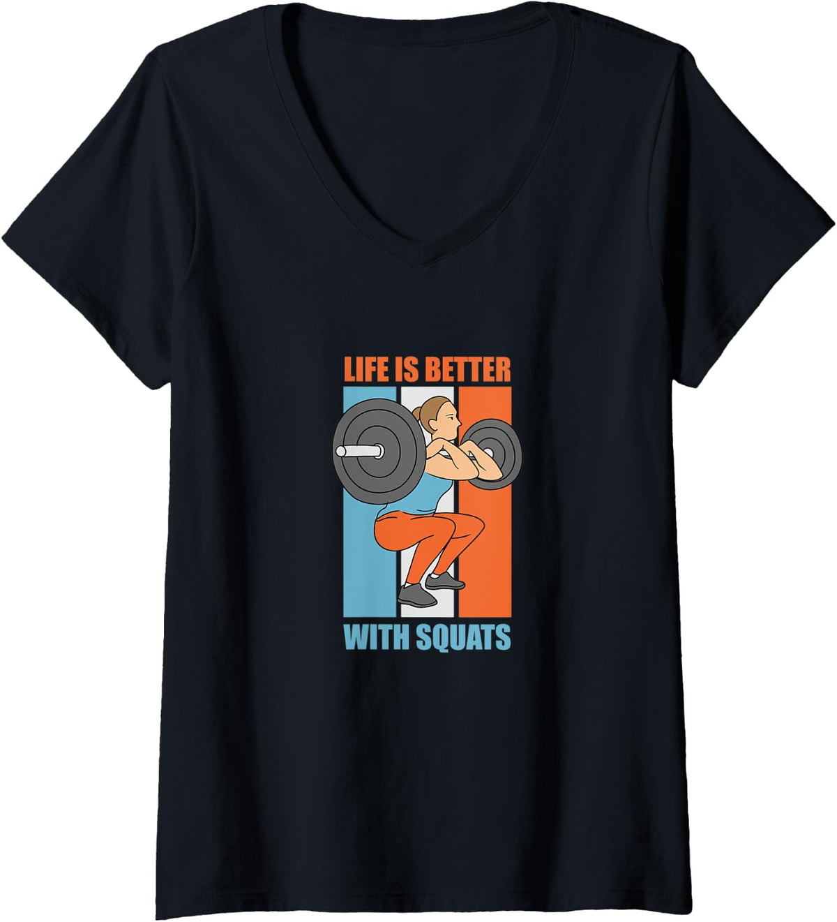 Womens Life With Squats Powerlifting Gym Strength Training V Neck Apparel Gift Ready