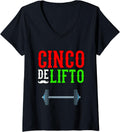 Womens Barbell Lift Weights Lifting Cinco De Mayo Workout Men Women V Neck Apparel US Trend