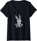 Womens Funny Rabbit Bunny Weight Lifting Gym Workout V Neck Apparel Minimal Style