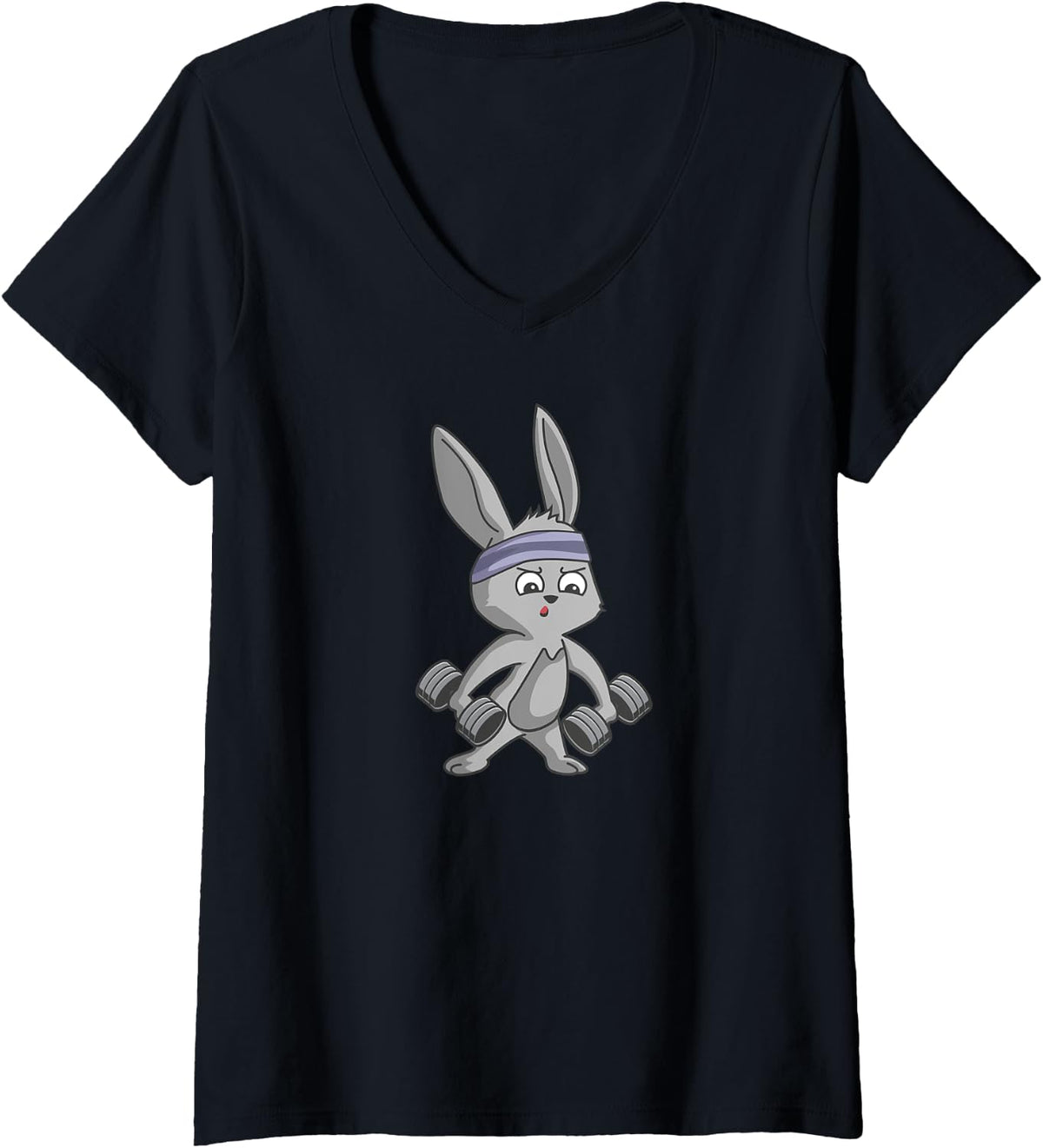 Womens Funny Rabbit Bunny Weight Lifting Gym Workout V Neck Apparel Minimal Style