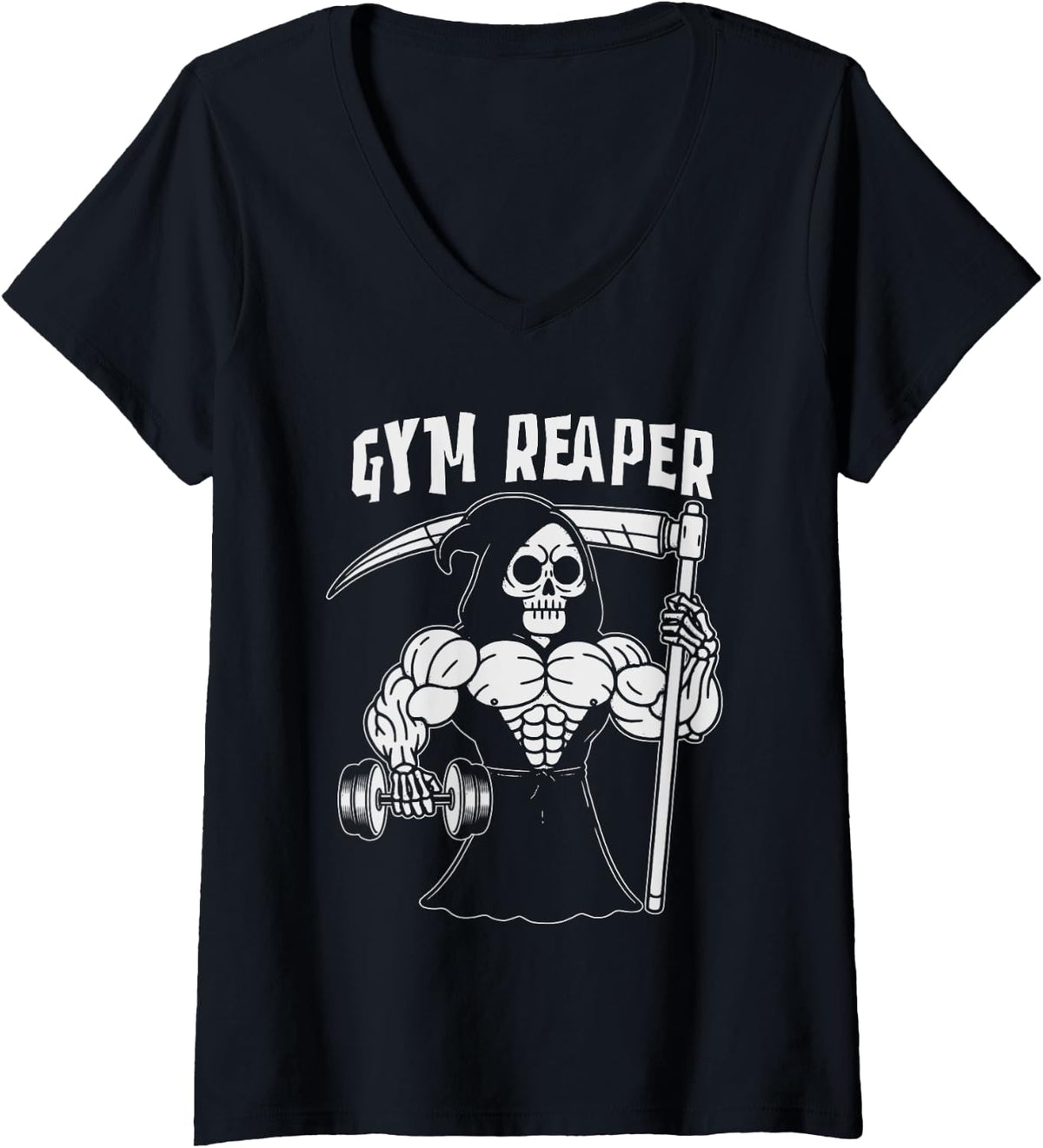 Womens Gym Reaper Personal Trainer Workout Fitness Training V Neck Apparel Premium Print