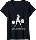 Womens Cool Quote Powerlifterella Retro Gym Deadlift Workout V Neck Apparel Clean Design