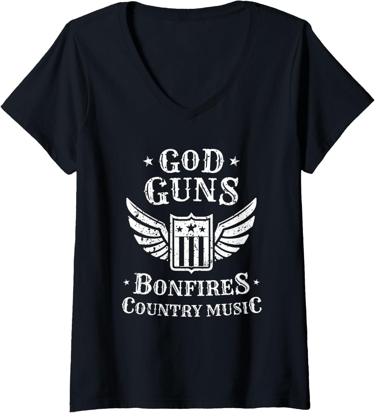 Womens God Guns Bonfires Country Music V Neck Apparel Clean Design