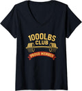 Womens 1000lbs Club Funny Gym Powerlifting Weightlifting Workout V Neck Apparel Clean Design