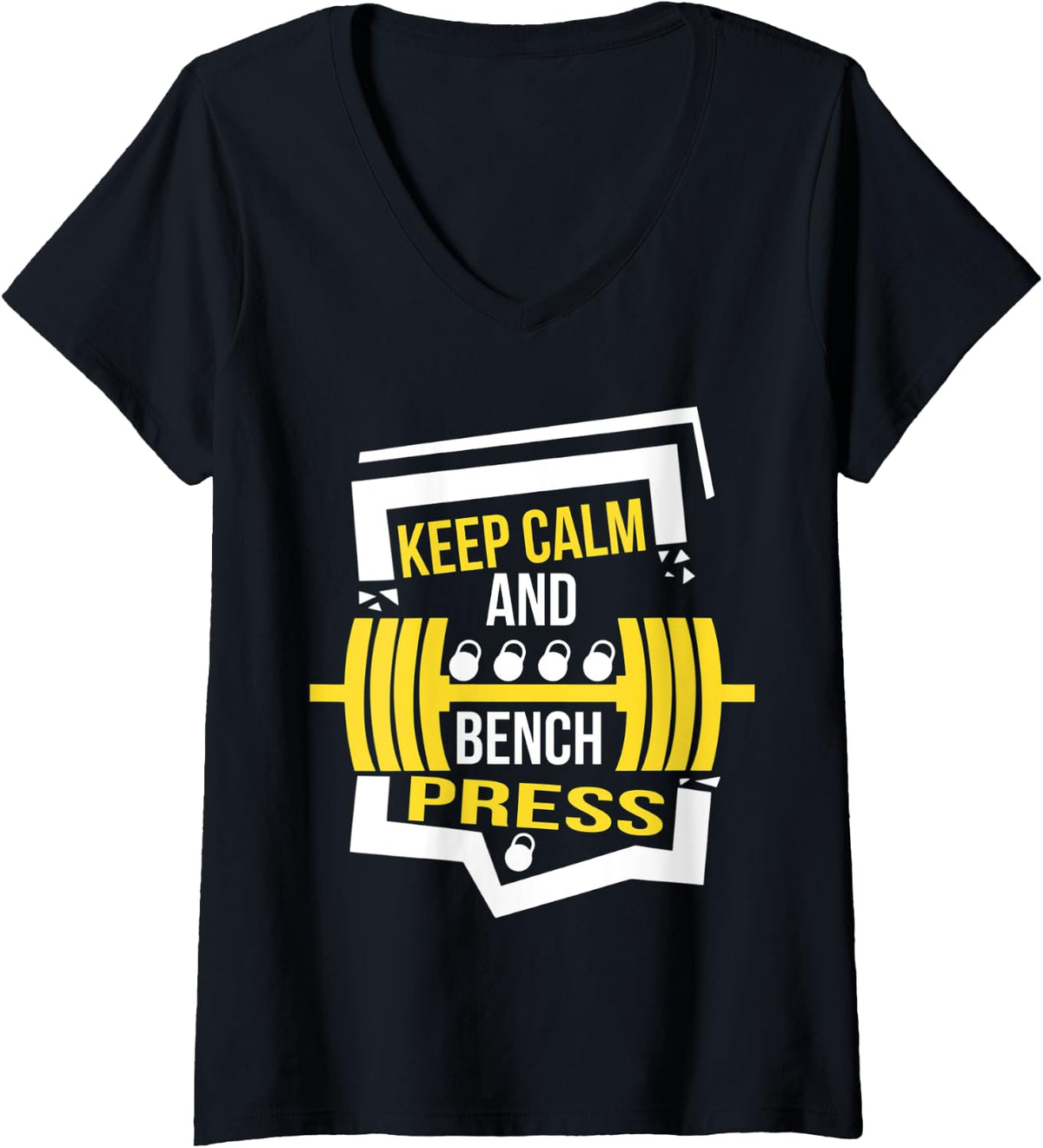 Womens Keep Calm And Bench Press Chest Workout Gym Power Training V Neck Apparel Clean Design