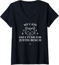 Womens Cat Lovers For Justin Bench Prospect Baseball Fan Gear V Neck Apparel Premium Print