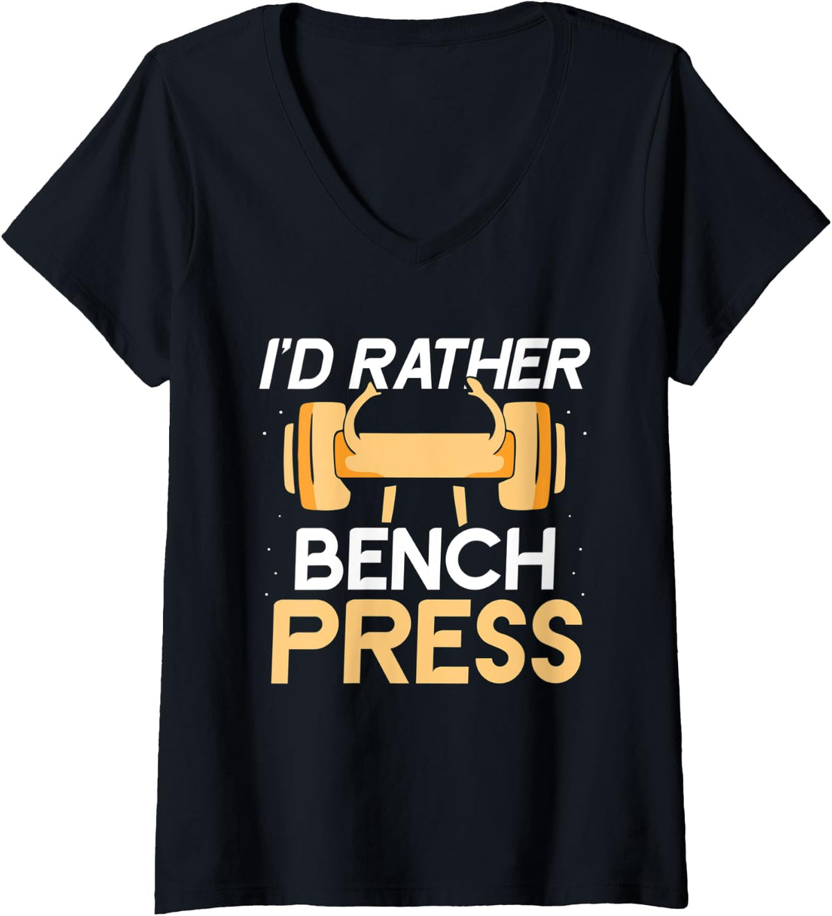 Womens I D Rather Bench Press Powerlifting Benchpress Workout Gym V Neck Apparel Premium Print 2