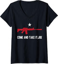 Womens Gun Rights Supporter Ar 15 Come And Take It Joe 2a Lover V Neck Apparel Gift Ready