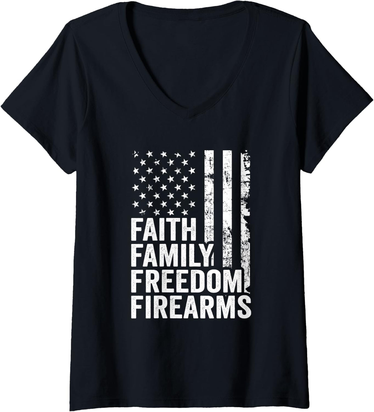 Womens Faith Family Freedom Firearms Christian Pro God Guns Usa V Neck Apparel Clean Design