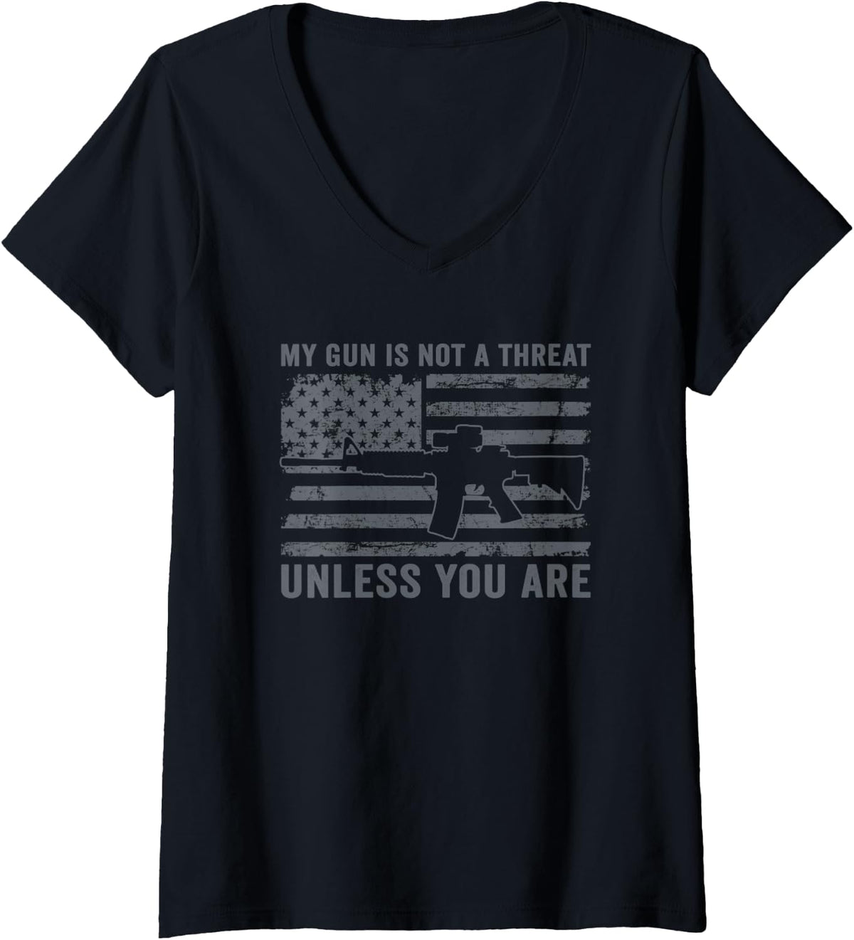 Womens My Gun Is Not A Threat Unless You Are Funny Pro Usa V Neck Apparel Minimal Style