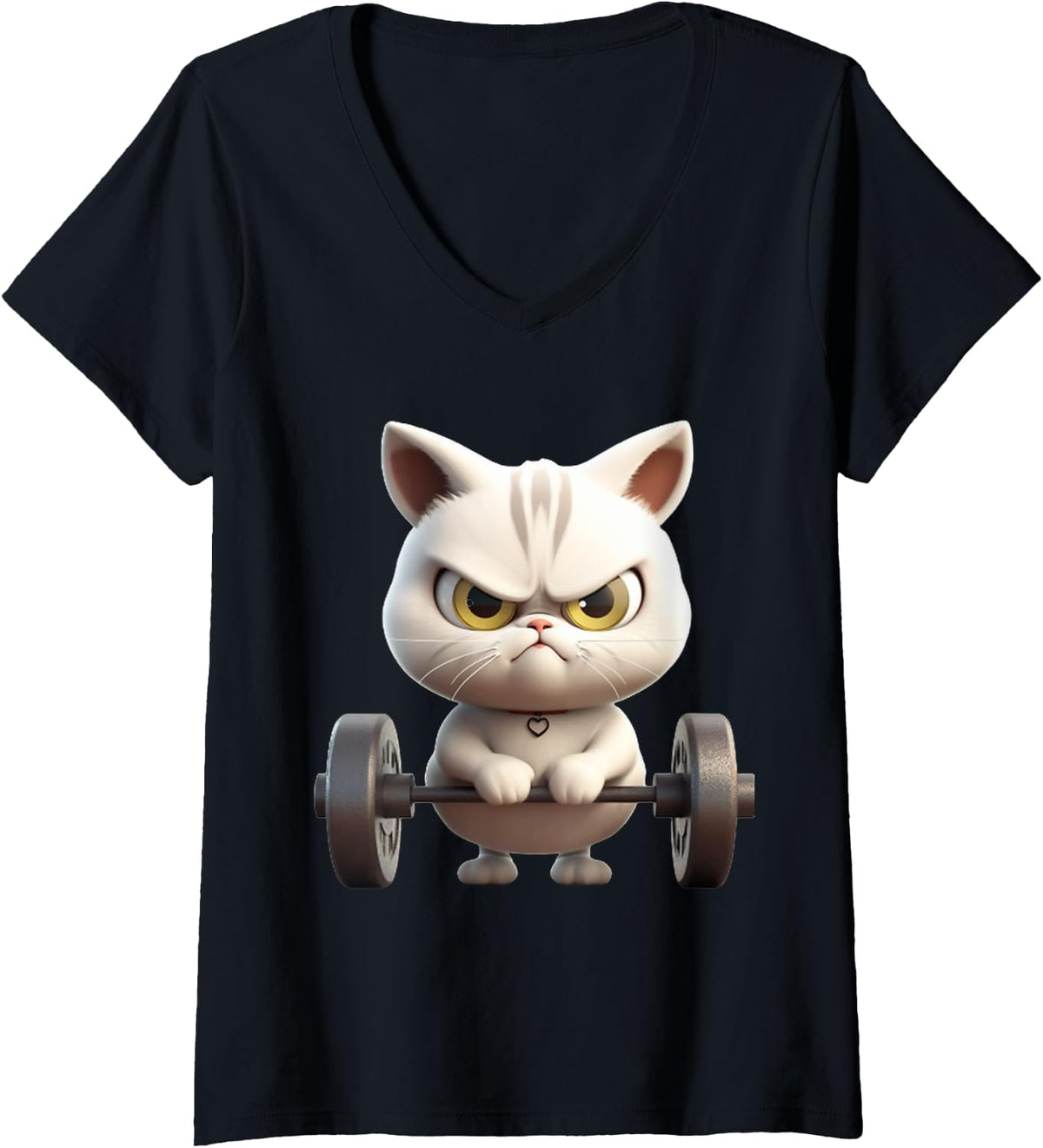 Womens Funny Gym Workout Kitten Fitness Studio Cat Cardio Pump V Neck Apparel Everyday Wear 7