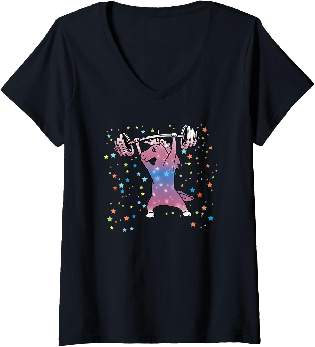 Womens Unicorn Lifting Weights Powerlifting Gym Motivation V Neck Apparel Premium Print