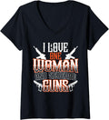 Womens I Love One Woman And Several Guns For A Gun Lovers V Neck Apparel Everyday Wear