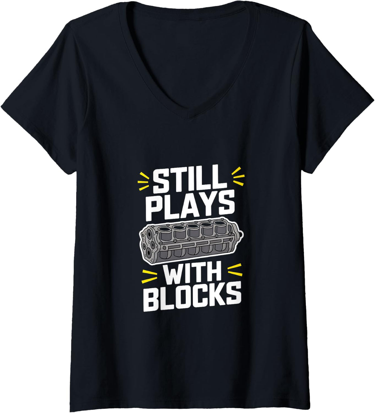 Womens Still Plays With Blocks For Proud Mechanics V Neck Apparel Everyday Wear