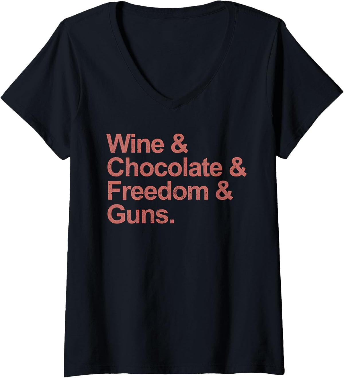 Womens Wine And Chocolate Freedom Guns V Neck Apparel Minimal Style