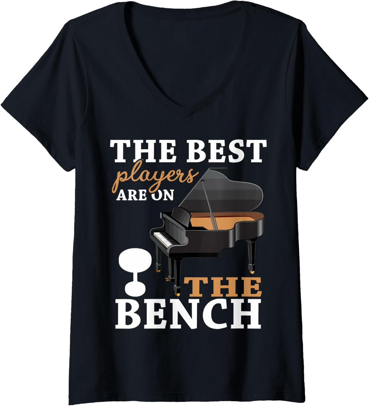Womens Piano Lovers Players The Best Are On Bench V Neck Apparel Minimal Style