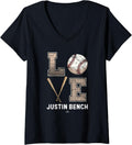 Womens Baseball Love Justin Bench Prospect Fan Gear V Neck Apparel US Trend