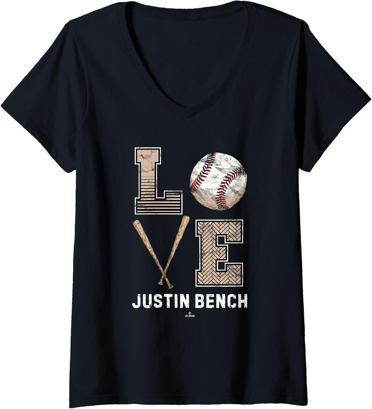Womens Baseball Love Justin Bench Prospect Fan Gear V Neck Apparel US Trend