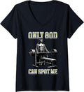 Womens Only God Can Spot Me Bench Press Christian Fitness Workout V Neck Apparel Minimal Style