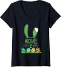Womens Personalized Easter Bunny Name Michael V-Neck