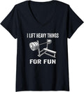 Womens I Lift Heavy Things For Fun Bench Press V Neck Apparel US Trend