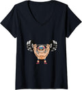 Womens Bench Press Gift Gym Muscle Benjamin Franklin Bodybuilding V Neck Apparel Clean Design