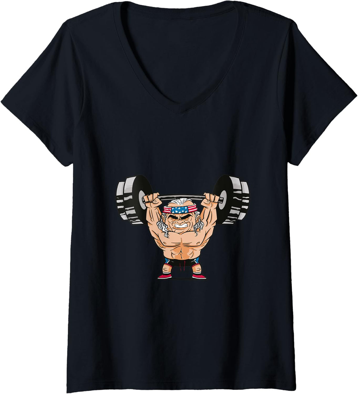 Womens Bench Press Gift Gym Muscle Benjamin Franklin Bodybuilding V Neck Apparel Clean Design
