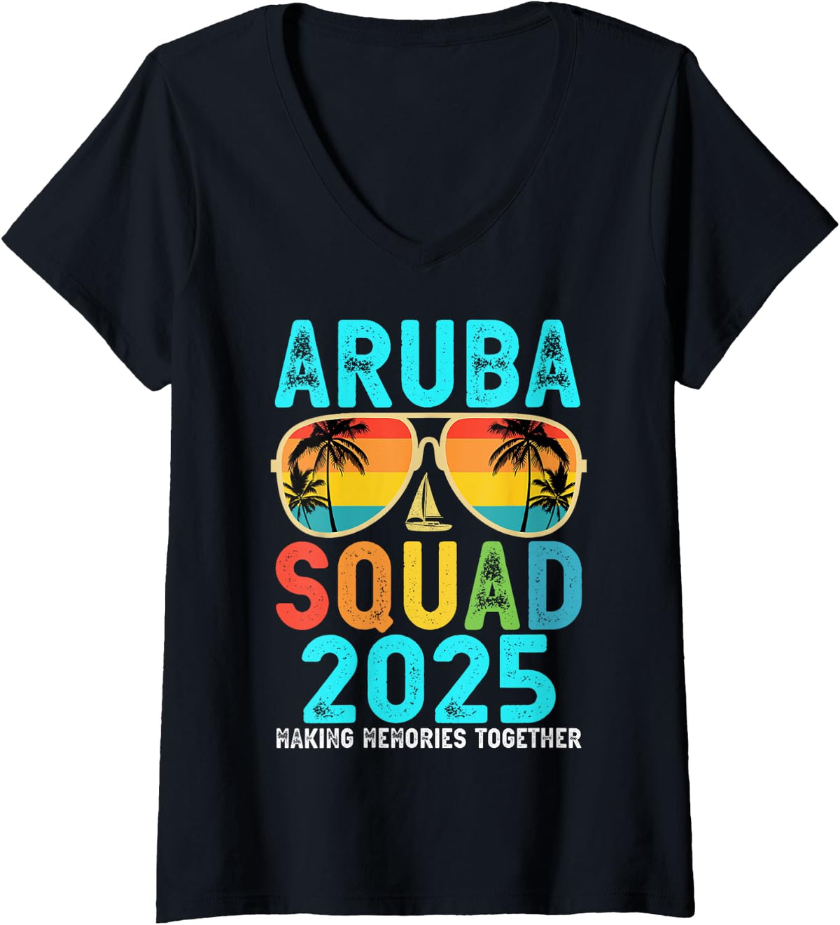Group Trip Aruba Squad 2025 Vacation Friends Family Matching V-Neck for Women 13