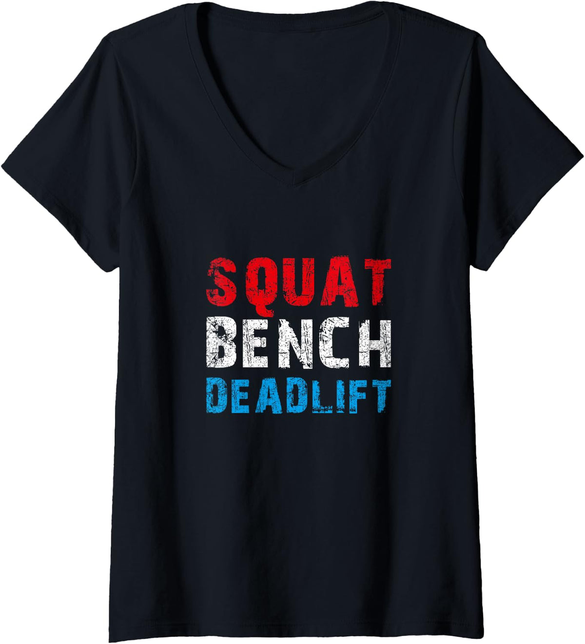 Womens Squat Bench Deadlift Distressed Gym Clothing Bodybuilding V Neck Apparel Minimal Style