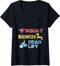 Womens Squat Bench Deadlift Funny Powerlifting Weight Loss V Neck Apparel Clean Design