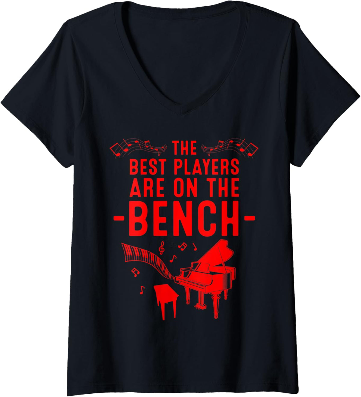 Womens Funny Piano Player Gift For Men And Women Cute Bench Pianist V Neck Apparel Clean Design 2