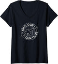 Womens Anti Gun Club Funny Pro Guns American Flag Rights V Neck Apparel Clean Design