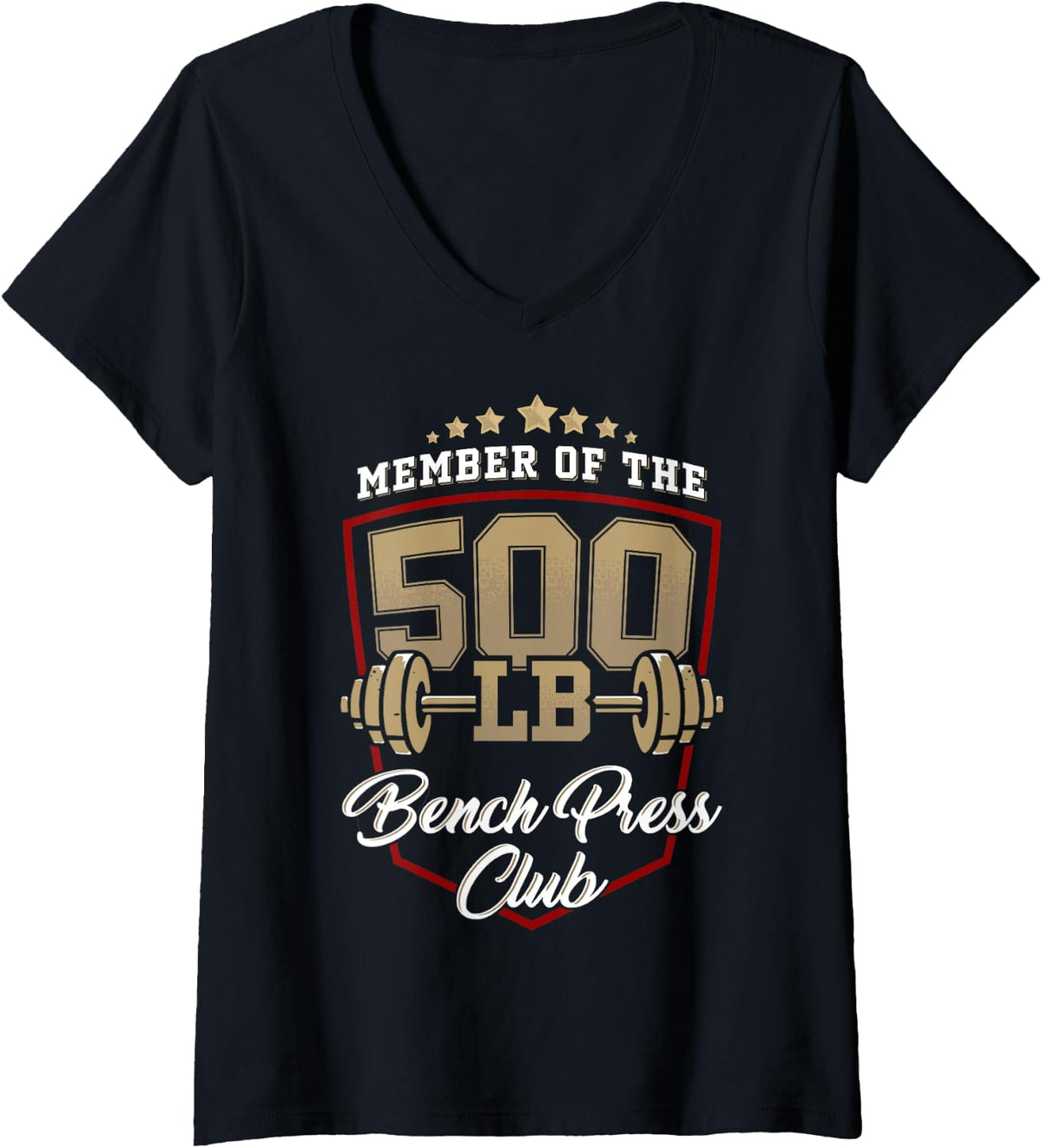 Womens 500 Lbs Pound Bench Press Club Gym Weightlifting Powerlift V Neck Apparel Gift Ready