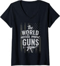 Womens The World Needs More Guns Gun V Neck Apparel Everyday Wear