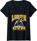 Womens Lords Gym Bench Press The Sin Of World Christian Jesus V Neck Apparel Clean Design