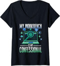 Womens Digital Forensic My Workbench Is Confessional V Neck Apparel Minimal Style