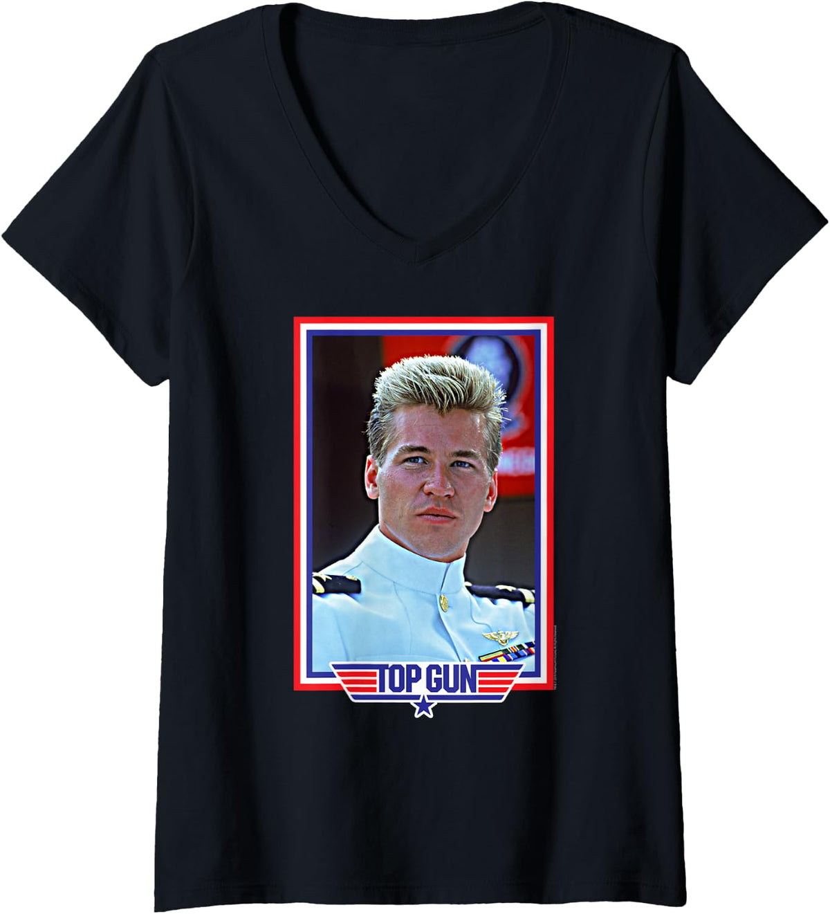 Womens Top Gun Iceman American Colors Frame Action Movie V Neck Apparel Gift Ready