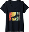 Womens Retro Vintage Incline Bench Cardio Exercise Weight Fitness V Neck Apparel Everyday Wear