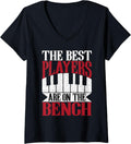 Womens Pianist Piano Player Gifts Best Players Are On The Bench V Neck Apparel Everyday Wear