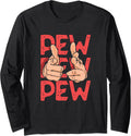Funny Pew Pretend Hand Gun Noise Long Sleeve Apparel Everyday Wear