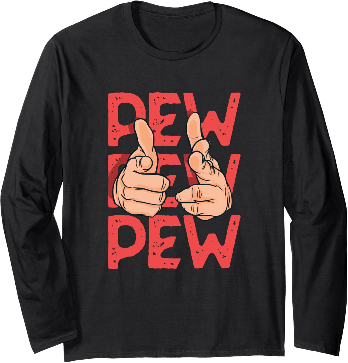 Funny Pew Pretend Hand Gun Noise Long Sleeve Apparel Everyday Wear